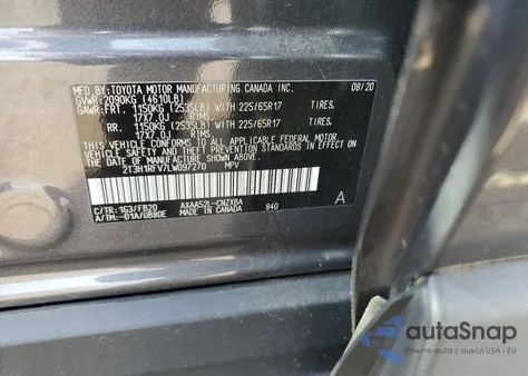 2020 Toyota Rav4 Le z USA, uszkodzony, nr VIN 2T3H1RFV7LW097270